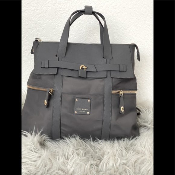 Henri Bendel New York Jetsetter gray convertible totebackpack & purple lining main image 14